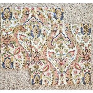 Pottery Barn Darcy Paisley Floral Throw Pillow Covers Jute Edge Boho Jewel Tones